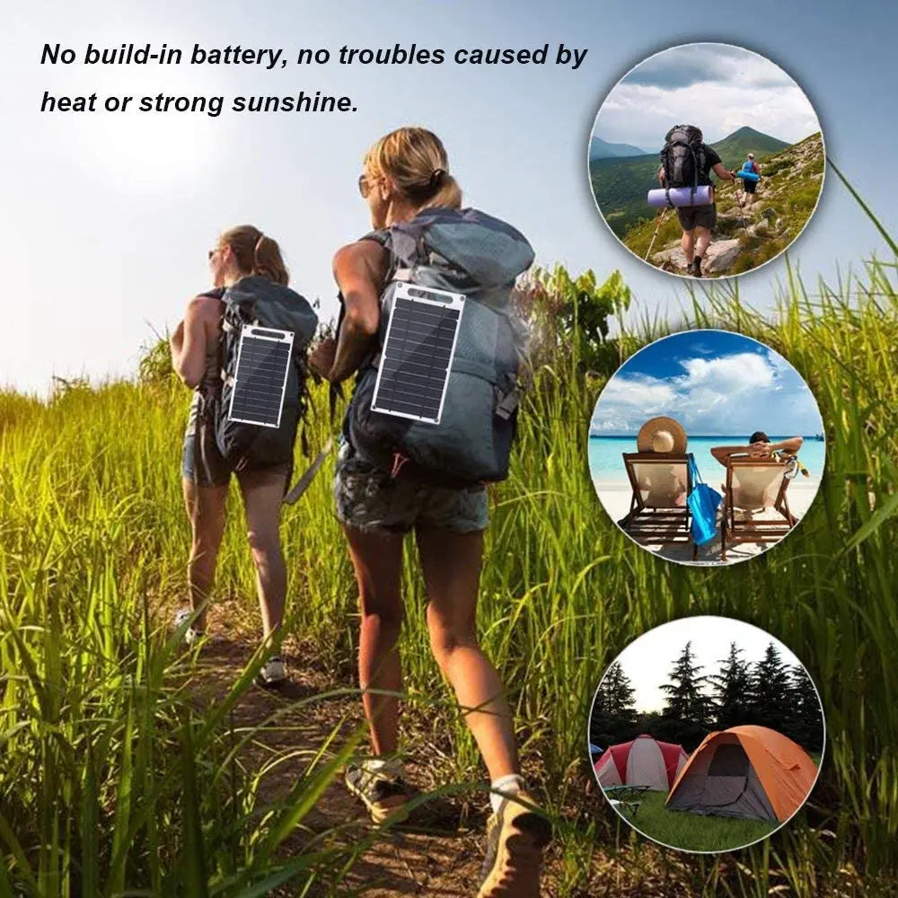 30W Solar Panel With USB Waterproof Outdoor Hiking And Camping Portable Battery Mobile Phone Charging Bank Charging Panel