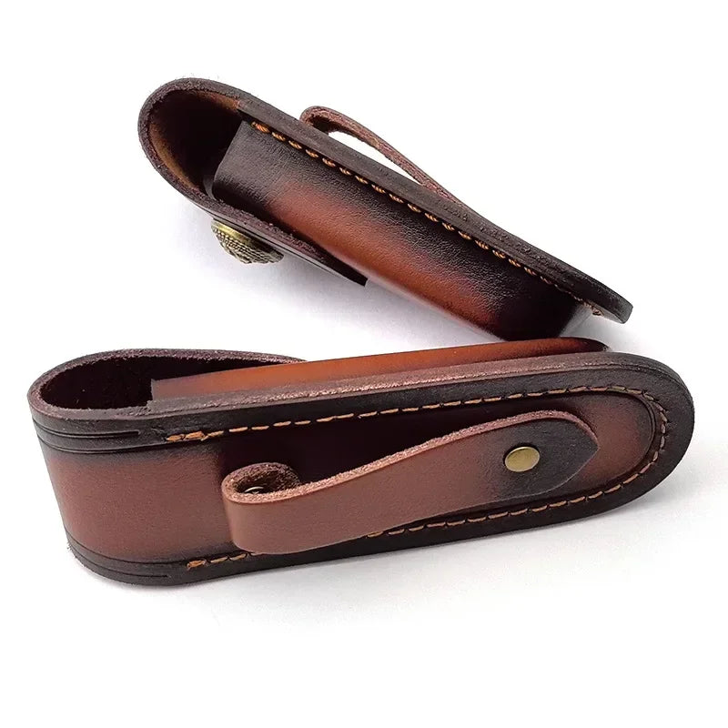 2 Sizes With Brass Buckle Genuine Cow Leather Fold Knife Swiss Army Knives Pliers Sheath Scabbard Cover Holder Storage Bag Pouch