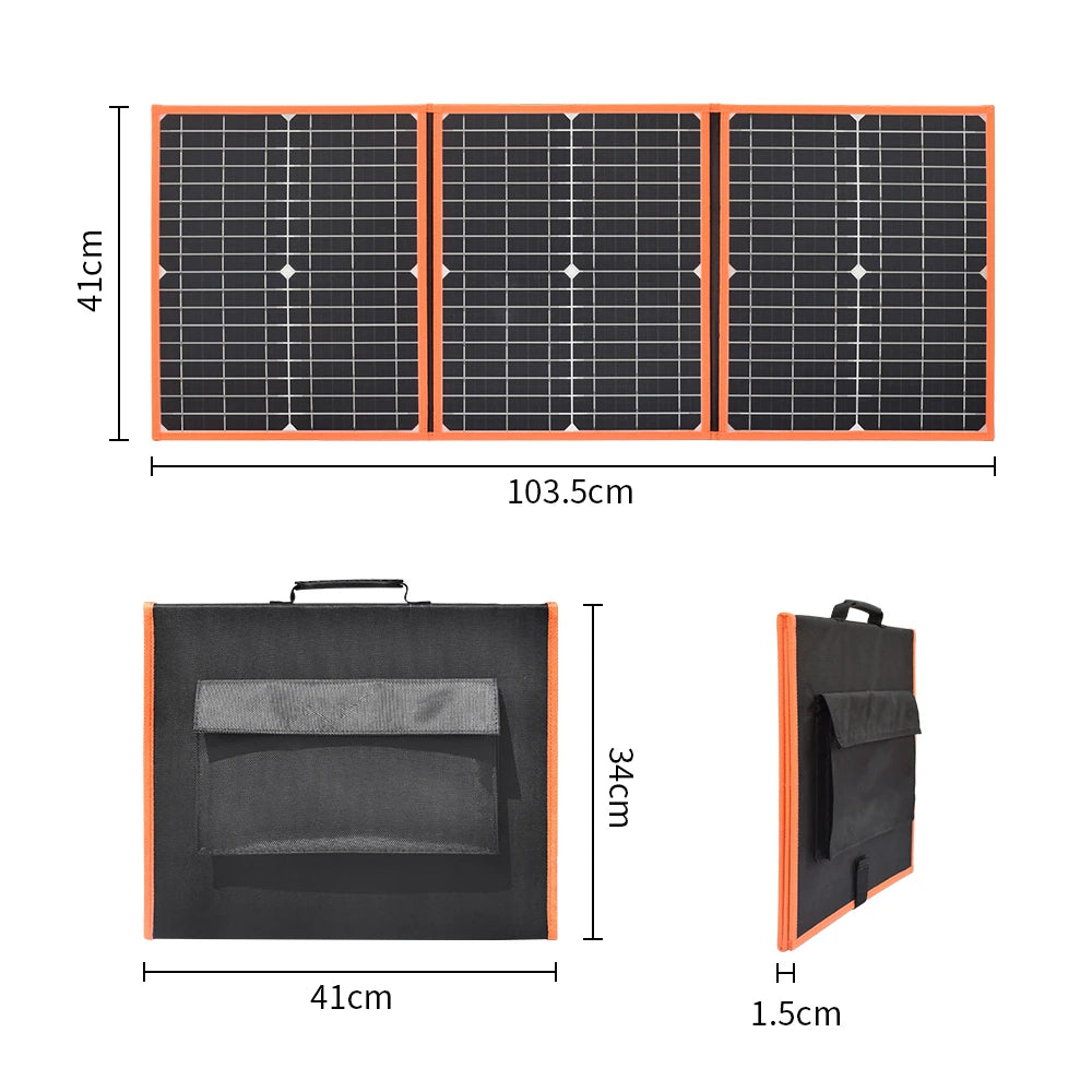 Foldable solar panel portable solar charger 12v battery power station 5v usb mobile phone power bank laptop camper hiking 60w