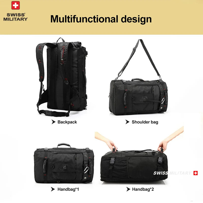 SWISS MILITARY Travel Backpack Men Durable Backpack Multifunction Laptop Bag Outdoor Mountaineering Fitness Backpack Luggage Bag