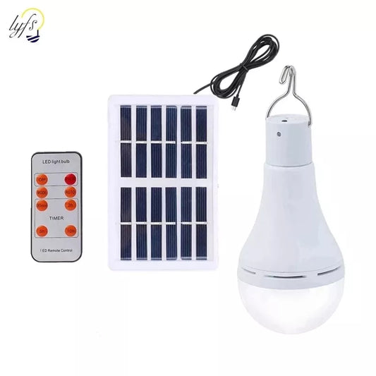 LED Solar Lamp Bulb Outdoor Waterproof Remote Control Timing Solar Garden Hanging Light Hiking Camping Fishing Emergency Lights